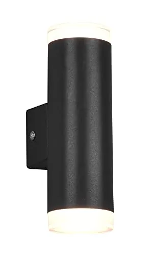 TRIO-Leuchten Wandleuchte RAY - Elegante Badlampe in Schwarz - Moderne Wandleuchte für Badezimmer, mit elegantem zylinderförmigen Design und zuverlässiger Up and Down Beleuchtung. Ideal für Spiegelbeleuchtung, IP44 Schutz für vielseitigen Einsatz.