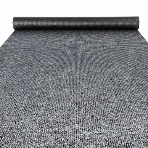 ANRO Flurläufer Schmutzfangmatte Sauberlaufmatte Teppich Läufer Schmutzfangläufer Metwerware gerippt Grau 100x300cm