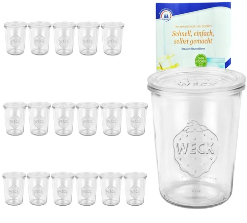 18er Set Weck Gläser 850ml - Sturzgläser mit Deckeln - Vorratsgläser für das Einkochen und Konservieren, ideal für kreative Rezepte und Dekoration. Backofen- und gefrierschranktauglich für vielseitige Nutzung.