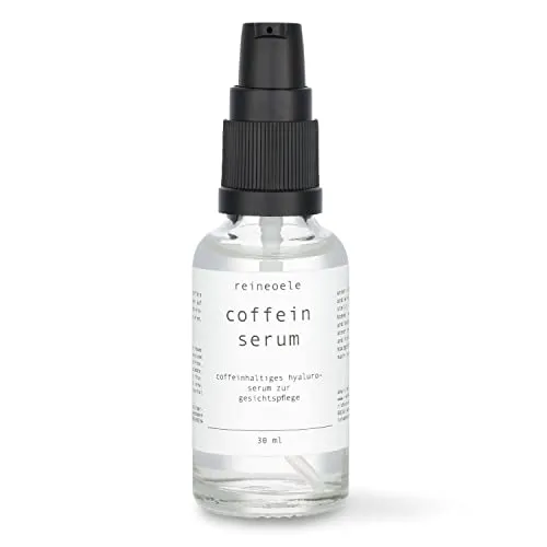 Coffein Serum Augenserum Anti Faltenserum Hyaluron & Coffein feuchtigkeits-spendend vegan 30 ml Glasflasche reineoele