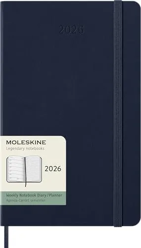 Moleskine 12 Monate Wochen Notizkalender 2026, Large/A5 - Praktischer Wochenkalender im A5-Format für effiziente Planung, ideal für kreative Köpfe und Organisationstalente.