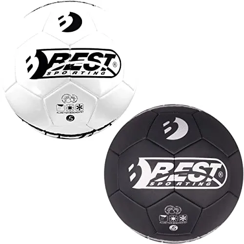 BEST SPORTING Fußball Taktik Größe 5, Trainingsball Set - Trainingsbälle für Fußball, 2 strapazierfähige Bälle in Weiß und Schwarz aus hochwertigem Microfibre Kunstleder, ideal für alle Wetterbedingungen und langlebig im Einsatz.