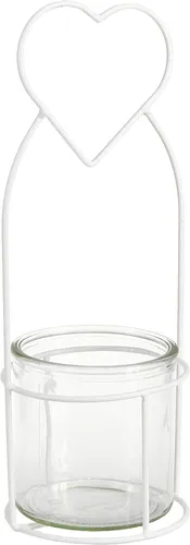 Windlicht Herz Weiß Glasdeko Ø12cm H30cm 2St Romantisch, 2 Stück