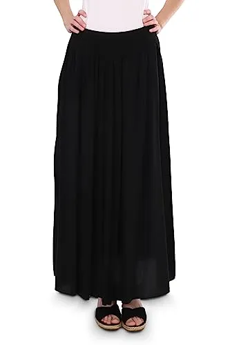Malito Damen Maxi Rock - Blickdicht und Bequem für den Sommer - Röcke für Damen, aus 95% Baumwolle, ideal für warme Tage, mit stylischem Lederimitat Gürtel und modernem Design.