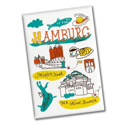 Hamburg Wimmelbild Souvenir Magnet - Speicherstadt Reiseerinnerung für Sammler und Touristen, dekorativer Souvenir Magnet