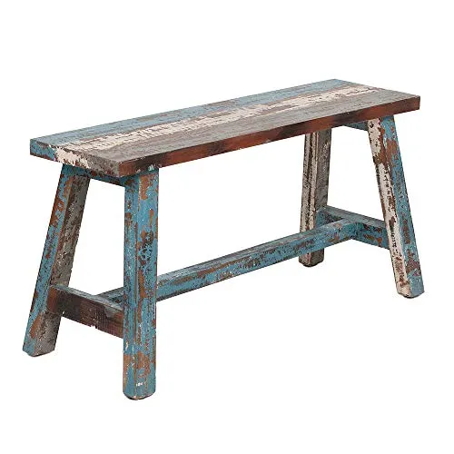 LEBENSwohnART Sitzbank Ranch Antik-Multicolor Mahagoni ca. L90cm Massivholz Holzbank Flurbank