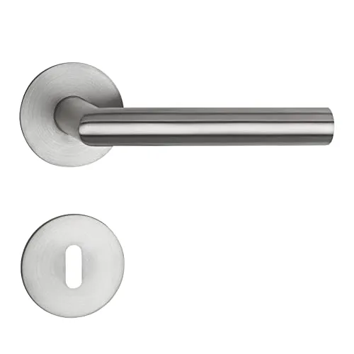SOTECH Türdrückergarnitur THORE Buntbart Edelstahl SS304 - Moderne Türdrückergarnitur THORE aus Edelstahl SS304 mit Flachrosetten (3 mm) und innovativer Cliptechnik. Ideal für Zimmertüren mit 35-52 mm Stärke. Langlebig und stilvoll für Ihr Zuhause.