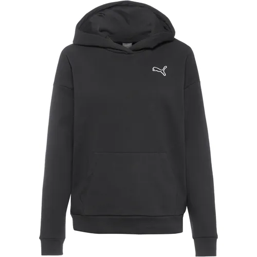 PUMA Better Essentials Hoodie Damen - Klassischer Komfort in puma black, Größe L - Kleidung - Flauschig-wärmender Hoodie mit Kapuze, Kängurutasche und Logostickerei, ideal für lässige Outfits.