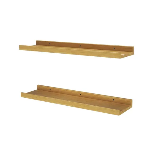 Vicco Bücherregal Linus 2er Set, Naturholz - Stilvolles Wandregal aus Bambus, ideal für Wohnzimmer. Offene Struktur schafft zusätzlichen Stauraum und harmoniert mit anderen Linus-Möbeln.