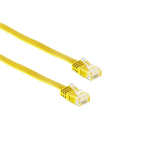 Kabelbude.eu Patchkabel Netzwerkkabel Ethernet LAN Kabel Flach U/UTP Cat.6 Slim Gelb 1m RJ45 Stecker