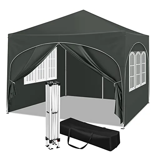 WOLTU Faltpavillon 3x3 m mit Seitenwänden - Wasserabweisendes Partyzelt mit UV-Schutz 50+, höhenverstellbar und ideal für Gartenpartys oder Camping, inklusive Tragetasche für einfachen Transport.