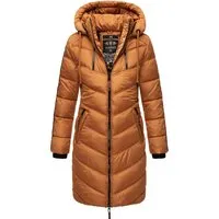 MARIKOO Damen Wintermantel Armasa Rusty Cinnamon, Gr. S - Damen-Mantel mit verstellbarer Kapuze, warmem Teddyfellfutter und modischem Design - ideal für die kalte Jahreszeit und vielseitig kombinierbar.