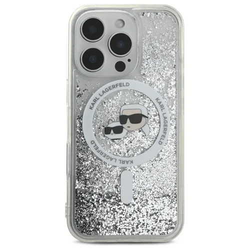 KARL LAGERFELD Handyhülle iPhone 16 Pro Max Glitter - Smartphone-Hülle mit Kantenschutz, schützt vor Schlägen und Kratzern, MagSafe-kompatibel und mit schwebendem Glitter für einen eleganten Look.
