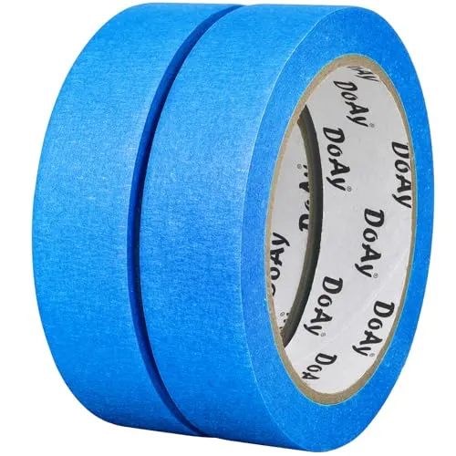 DOAY Blaues Malerkrepp, 2er-Pack - 24 mm Breites Kreppband - Rückstandsfrei Entfernen, Vielseitig Haftend für Innen- & Außenbereiche - Perfekt für Malerarbeiten, Beschriftung & Kunst - 60 m Gesamt