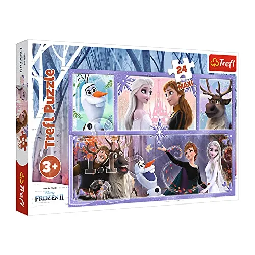 Trefl Puzzle Eine Welt voller Magie - 24 Maxi Teile, Disney Frozen 2 für Kinder ab 3 Jahren, fördert Neugier und Kreativität mit leuchtenden Farben