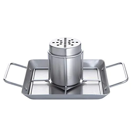 Allgrill Hähnchenhalter aus Edelstahl mit Platte - Grillgestell für saftige Hähnchen, aus hochwertigem Edelstahl mit Aroma-Behälter für leckere Marinaden und knusprige Haut.