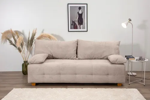 COLLECTION AB Schlafsofa Bella mit Bettkasten - Bequemes Schlafsofa in taupe mit hochwertigem Bonellfederkern und praktischem Bettkasten für optimalen Stauraum. Ideal für Gästezimmer oder Wohnzimmer.