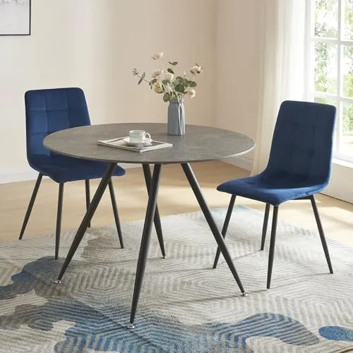 [en.casa] Esstisch Fitjar für 4 Personen - Ø100 cm runde Tischplatte in Beton-Optik - Esszimmertisch mit elegantem Design, stabile Konstruktion und schneller Montage. Platz für gesellige Runden mit bis zu 4 Personen!
