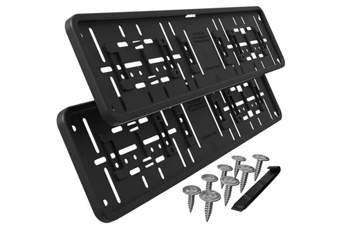 L & P Car Design Kennzeichenhalter für Auto mit umlaufendem Rahmen in Schwarz, (2 Stück)