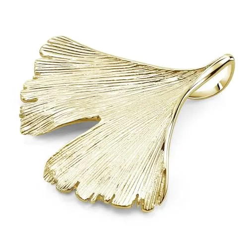 MATERIA Kettenanhänger Ginko Blatt Gold 925 Sterling Silber - Eleganter Kettenanhänger aus 925 Sterling Silber, vergoldet, im filigranen Ginkgo Blatt Design – ein Glücksbringer und Eyecatcher für jedes Outfit.