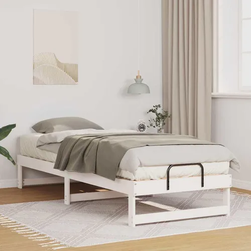 Maison Exclusive Bettrahmen Weiß 90 x 210 cm aus massivem Kiefernholz