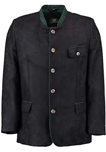 OS Trachten Herren Trachtenjanker Wumgake - Anthrazit, Größe 52 - Funktionsjacke mit Stehkragen, 3 Pattentaschen und eleganter Stickerei – ideal für festliche Anlässe und Trachtenmode.