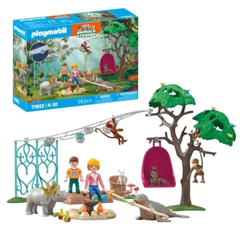 Playmobil® Lustige Geburtstagsparty (71855) - Kreatives Konstruktions-Spielset mit 58 Teilen, inklusive Figuren und Tieren für fantasievolle Spielwelten - ideal für Kinder ab 4 Jahren.