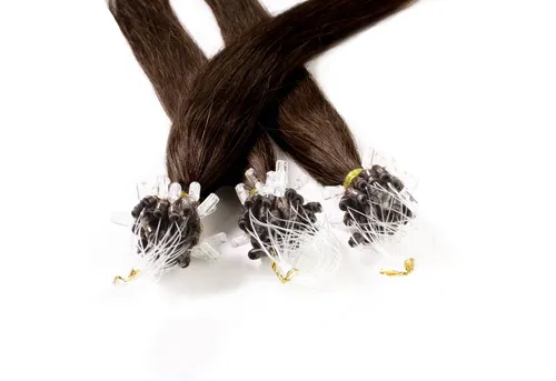 hair2heart Echthaar-Extension Microring Loops - glatt #6/3 Dunkelblond Gold 0.5g 60cm