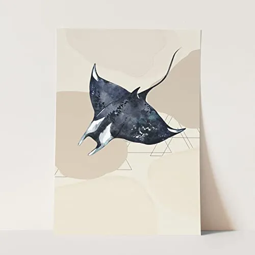 Paul Sinus Wandbild Rochen Riesenrochen Manta einzigartiges Design Pastellton Farbe Motiv ohne Rahmen in A3