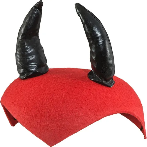 Orlob Teufel-Kostüm Teufelskappe Hut Mütze mit Hörner Rot Schwarz Erwachsene Karneval