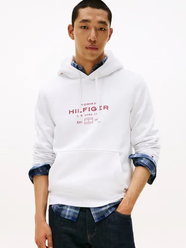 Tommy Hilfiger Herren Hoodie Oval Graphic, Weiß, XL - Klassischer Hoodie von Tommy Hilfiger in lässigem Design. Hergestellt aus 70% nachhaltiger Baumwolle und 30% recyceltem Polyester, bietet er hohen Tragekomfort und eine optimale Passform für jeden Anlass.