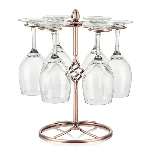 Produktbild Tomotato Freistehend Gläserhalter, Retro Weinglas Rack, Metall Gläserhalterung, mit 6 Haken, für Arbeitsplatte, Bar, Heimdekoration und Küchenaufbewahrung
