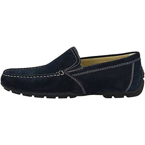 Geox Jungen U Moner V Mokassins, Blau, 41 EU - Slipper & Mokassins für Herren, aus hochwertigem Wildleder mit bequemer Gummisohle und Bungee-Verschluss für optimalen Halt und Komfort.