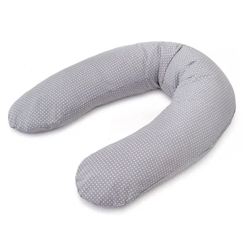 Theraline Stillkissen Dodo Pillow Premium - Grau, 180 cm, 2-tlg. - Stillkissen für Schwangerschaft und Stillzeit, flexibel formbar mit geräuscharmen Mikroperlen, abnehmbarer Bezug aus 100% Baumwolle, maschinenwaschbar und pflegeleicht.