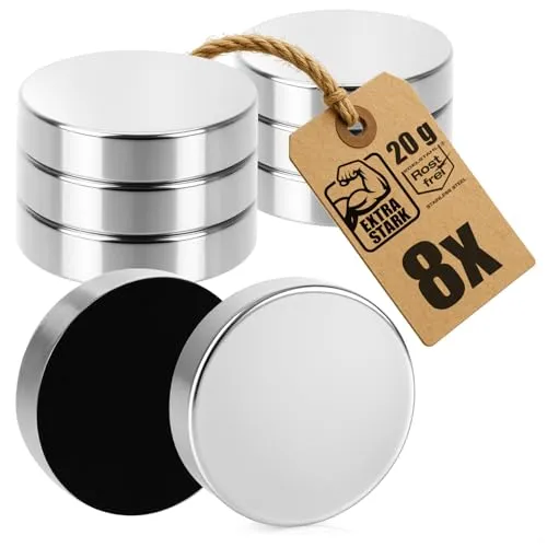 com-four® 8X Starke Edelstahl-Magnete mit Filz-Schutz für Magnettafel, Whiteboard, Pinnwand, Kühlschrank - Tischdeckenbeschwerer für sicheren Halt, Magnete als Tischtuchklammer (08 Stück)