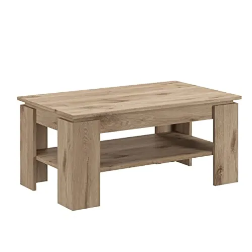 Couchtisch Titan - Nox Oak - Stylischer Couchtisch aus Nox Oak Dekor, mit praktischem Ablageboden. Ideal für Ihr Wohnzimmer – einfach aufzubauen und modern im Design.