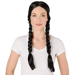 Boland - Perücke mit geflochtenen Zöpfen, schwarze Kunsthaar Frisur für Faschingskostüme, perfekt für Märchen und Karneval