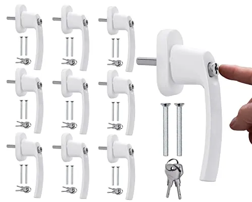 Stahlia Fenstergriffe abschließbar (10 Stück) Aluminium Weiß Druckknöpfe Balkontürgriff außen Fenstersicherung Terrassentür Griff Fensterbeschläge