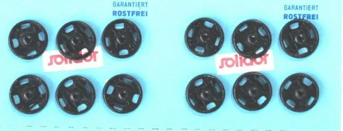 Qualitäts Annäh Druckknöpfe 6 mm rostfrei schwarz Passloch & gebördelter Rand 12