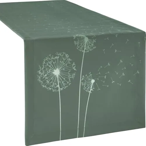 Erwin Müller Tischläufer Pusteblume Salbei-weiß 50x150 cm in grün von Erwin Müller