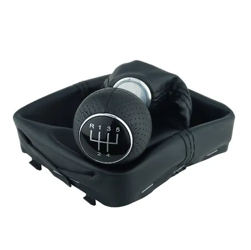 L & P Car Design Schalthebel Schaltsack Schaltknauf Auto perforiert für VW Polo 9N (Set, 1 St., Schaltknauf + Schaltsack + Rahmen), Plug&Play Montage