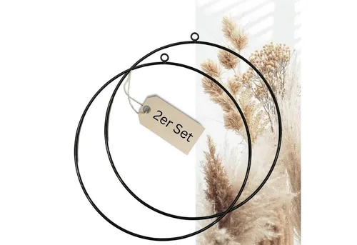 Bada Bing Hängedekoration Dekoring zum selbstgestalten Metallring schwarz Ø 33 cm mit Aufhängung (2er Set, 2 St., Dekohänger), Weihnachtsdeko, Fensterdeko für Weihnachten