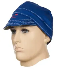 Schweißerhaube m.Klettverschluss,blau flammhemmendes Gewebe