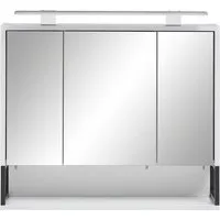 Schildmeyer Spiegelschrank Limone 146034 - Badezimmerspiegel mit 3 verspiegelten Türen, höhenverstellbaren Glaseinlegeböden und integrierter LED-Beleuchtung für optimalen Rundumblick.