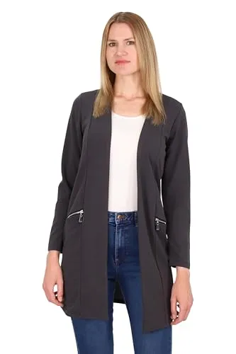 Malito Damen Langarm Casual Blazer - Eleganter Stretch-Blazer in Dunkelgrau XL - Blazer für Damen, aus hochwertigem Stretch-Material für hohen Tragekomfort und figurumspielenden Schnitt – ideal für Büro und Alltag.
