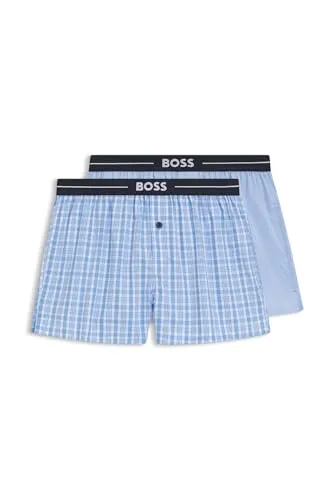 BOSS Webboxer NOS Boxer EW 2P - Open Blue 471, Größe XL - Boxer weit aus 100% Baumwolle, maschinenwaschbar und trocknergeeignet für optimalen Tragekomfort und Pflegeleichtigkeit.