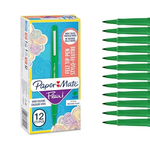Paper Mate Flair Filzstifte | mittlere Spitze (0,7 mm) | Magentarot | 12 Stück