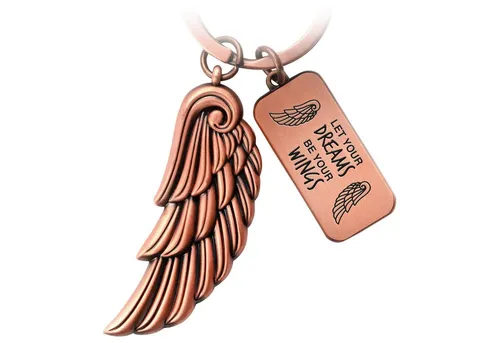 FABACH Schlüsselanhänger Engelsflügel Dream mit Gravur - Let your dreams - Schutzengel Geschenk
