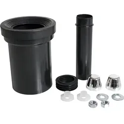 WC-Anschlussgarnitur mit Abflussrohr 110 mm mit verchromten Kappen - Ablaufstutzen außen