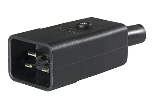 as - Schwabe Kaltgerätestecker - Typ C20 - Gerätestecker für bis 70° C - Thermoplast-Gerätestecker - 2-polig - Anschlussleitungen bis max. 3G1,5-230 V / 10 A - Made in Germany - schwarz, 62084